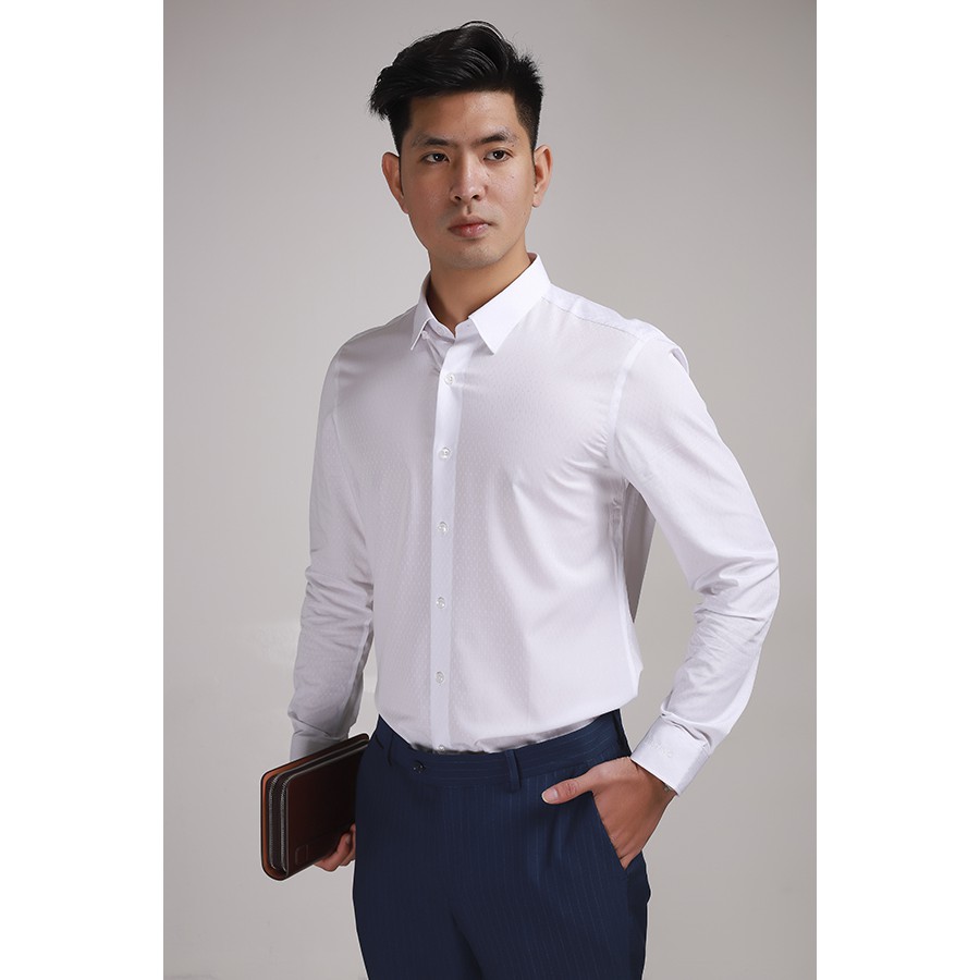 (xả 460) sơ mi dài aristino màu trắng