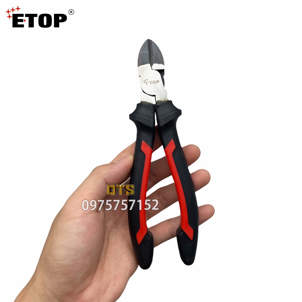 Kìm cắt chuyên dụng ETOP 190mm, kềm cắt thép Carbon siêu cứng, chịu lực cao, tay cầm bọc cao su vân chống trượt