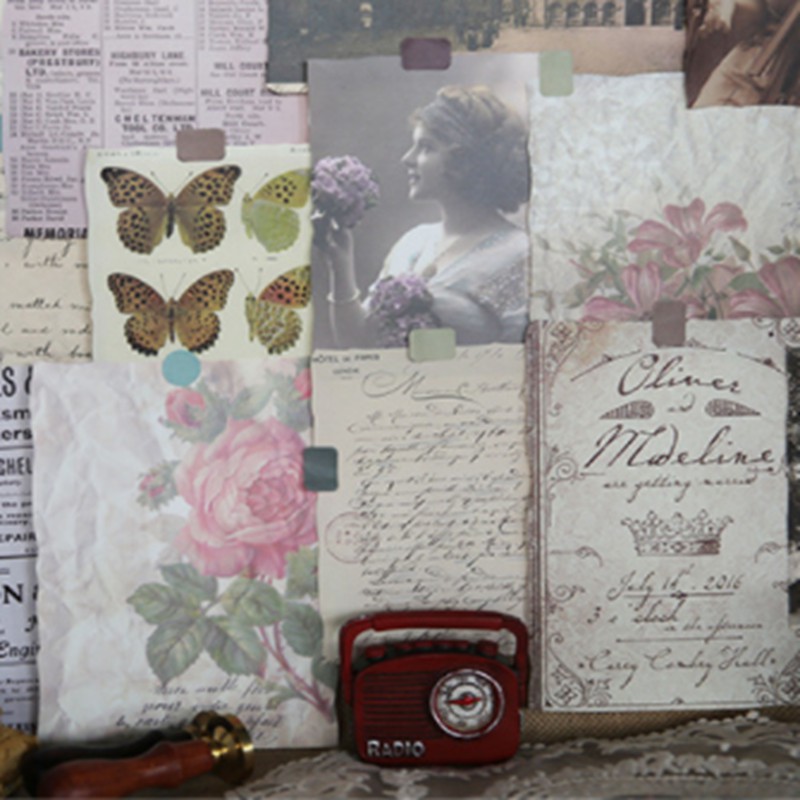 Set 24 Miếng Dán Trang Trí Sổ Tay Phong Cách Vintage