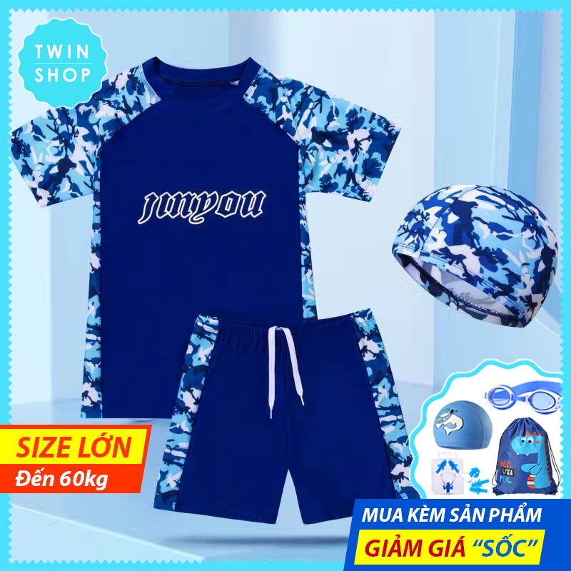 Đồ Bơi Bé Trai Bé Trai Size Lớn Twin Jinyou, Đồ Bơi Áo Quần Rời Size Đại Cho Bé Trai Bé Gái Thiếu Niên Đến 60kg