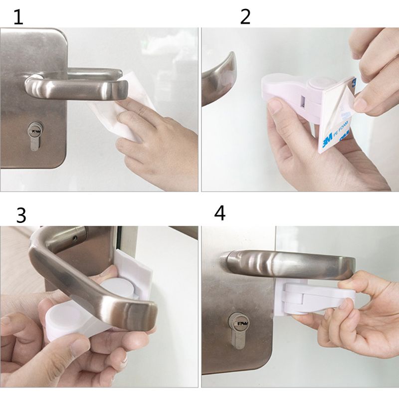 Dụng Cụ Khóa Tay Nắm Cửa An Toàn Cho Bé Dễ Lắp Đặt Và Sử Dụng Không Cần Dùng Keo