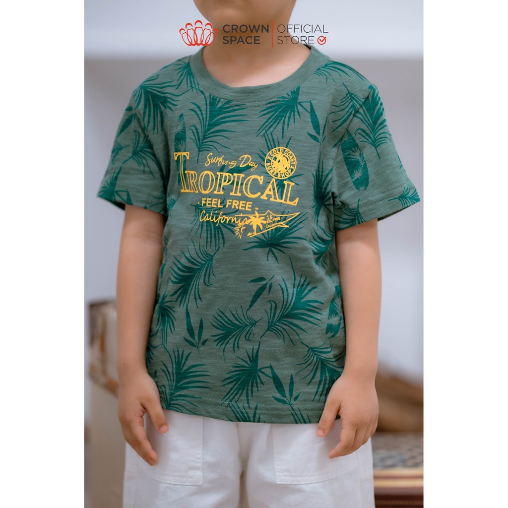 Áo Phông Tropical Cho Bé Trai Crown Kids Fashion CKBS2110803 TShirt Vải Cotton Thoáng Mát Từ Size 2-9