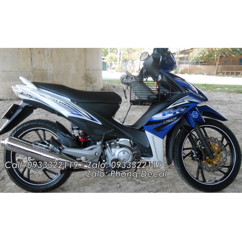 Tem Suzuki Axelo 125 RR Trắng Xanh - Tem Chuẩn Zin