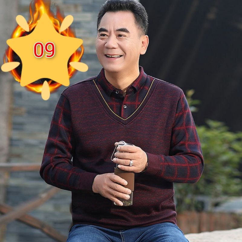 - Áo len phối sơ mi trong lót nỉ cho bố