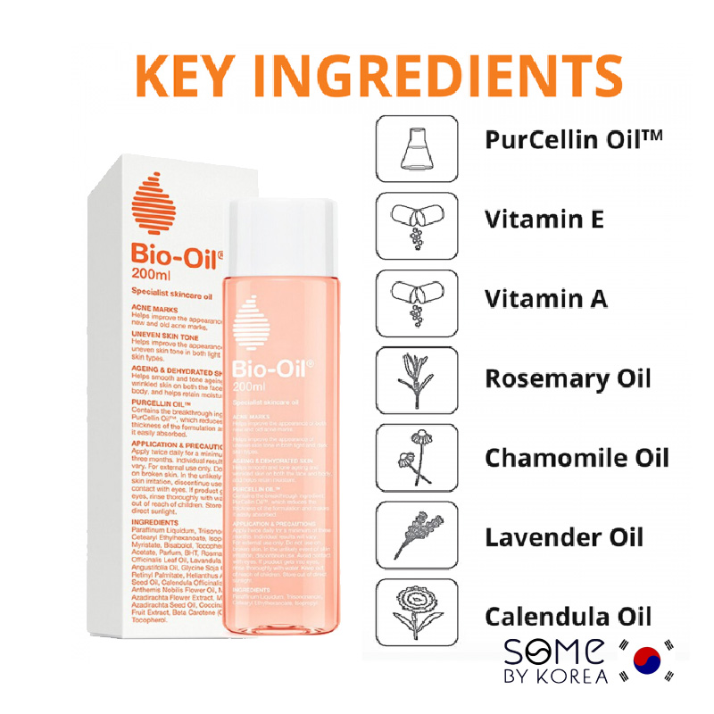 Bio Oil Giảm Rạn Da Và Làm Mờ Sẹo - 200ml Dầu Dưỡng Giúp Mờ Sẹo  & Giảm Rạn Da Anti Acne