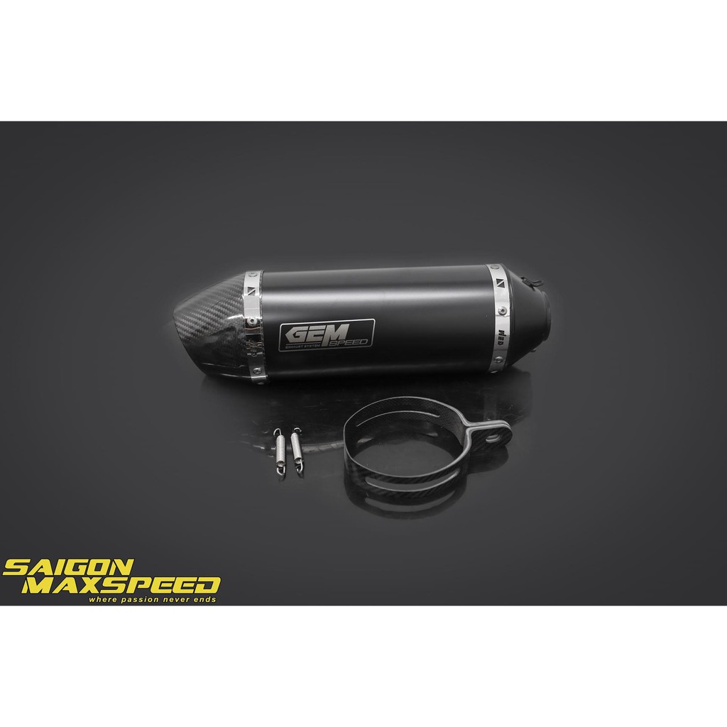 PÔ GEM SPEED EVO BLACK  Tặng kèm cổ pô các dòng xe tay ga , Moto 150 - 300cc
