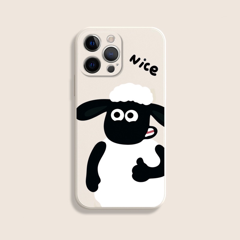 Ốp iphone cho 14/14plus/xr/xsmax/6/7/13pro/8plus/11promax/12 ốp iphone cừu đen đáng yêu viền vuông bảo vệ camera