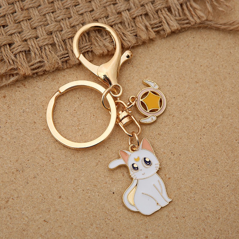 Móc khóa hình mèo dễ thương bằng hợp kim