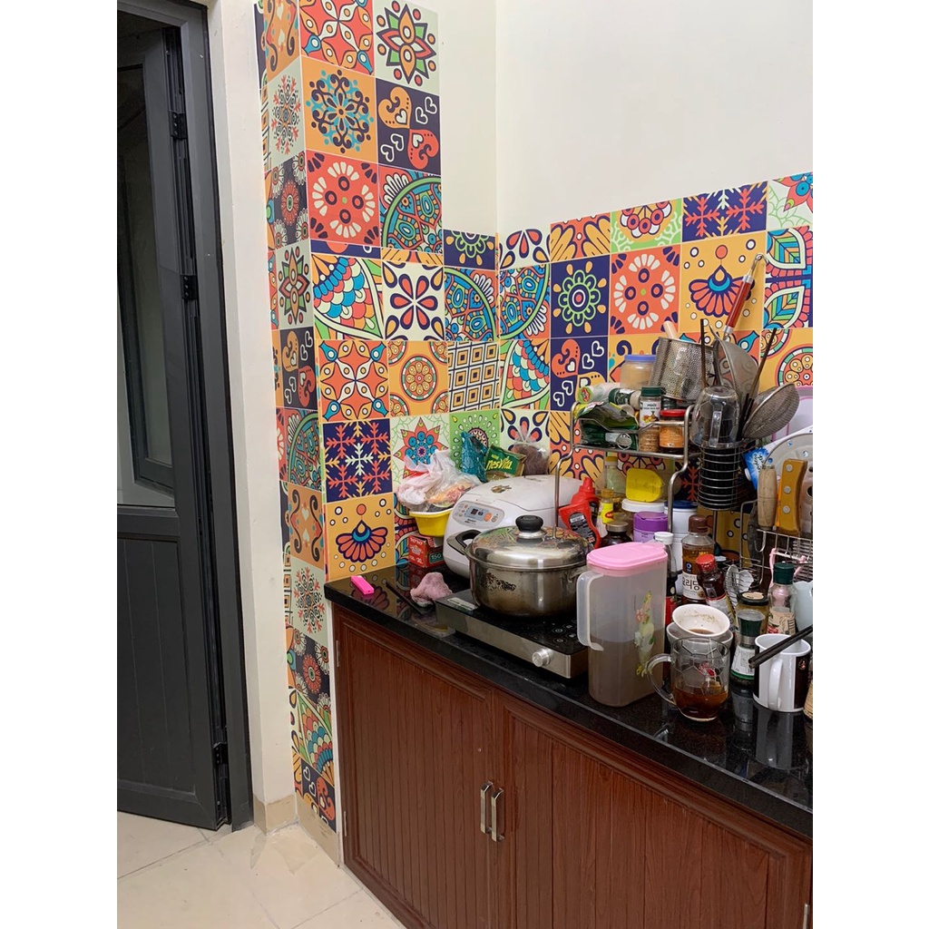 Decal dán bếp - dán tường, dán kính, nhà tắm chống nước - Decan gạch bông loại 1 Xưởng decor 0035
