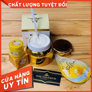 [Chính hãng] Combo Kem Body Collagen X3 Luxury + Kích Trắng Collagen X3 + Tắm Trắng Saffron Collagen X3 Đông Anh 100g