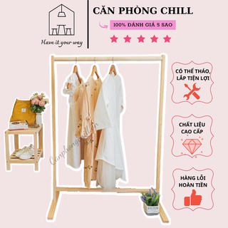 Giá Treo Quần Áo Thanh Đơn - Kệ Treo Quần Áo Gỗ Thông - Phong Cách Hàn Quốc Lắp Ráp Dễ Dàng KT 120x80x50 cm