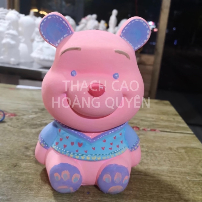Tượng Gấu Pooh dễ thương - Đồ chơi thạch cao tô màu handmade sáng tạo cho mọi lứa tuổi - Kèm màu nước và cọ