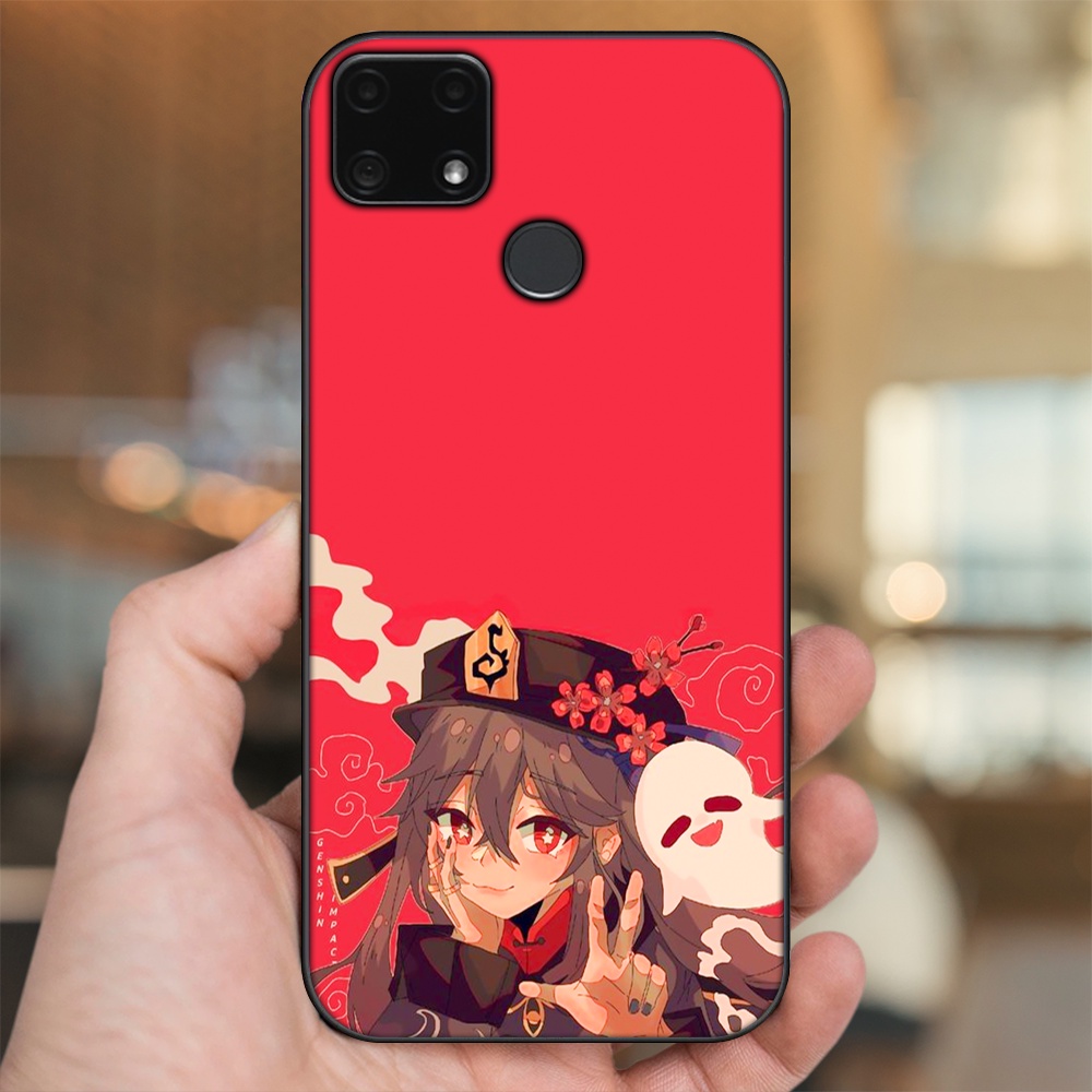 Ốp lưng Realme C25 viền đen in hình Hutao Genshin Impact