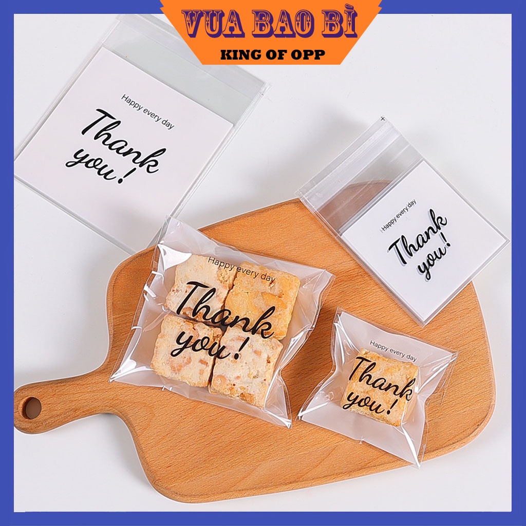 Túi đựng bánh kẹo, trà dán miệng, túi ziplock hoạ tiết Thank You - VUA BAO BÌ