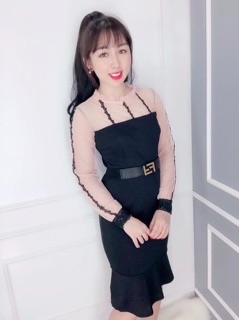 Đầm ôm đuôi cá pha lưới siêu đẹp ảnh thật 100%