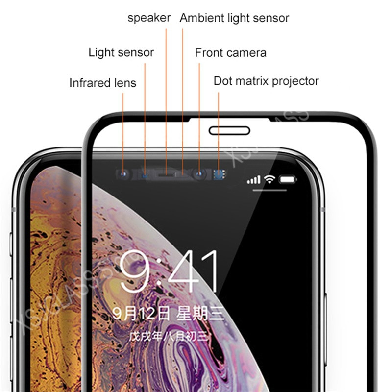 Kính cường lực 9D bảo vệ màn hình tối đa cho iPhone 11 12 Mini Pro iPhone X Xr Xs Max 6 6S 6P 7 8 Plus SE2020