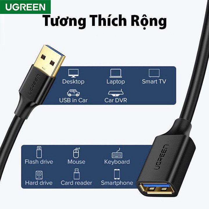 Cáp nối dài USB 3.0 cao cấp dài 1m chính hãng UGREEN 10368