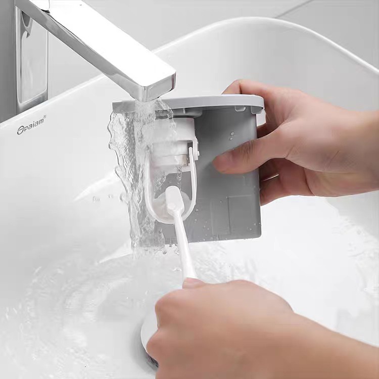 Kệ để đồ nhà tắm OENON cao cấp Cốc hút từ tính kèm bộ nhả kem đánh răng tự động (Tặng kèm miếng dán)-GDTL