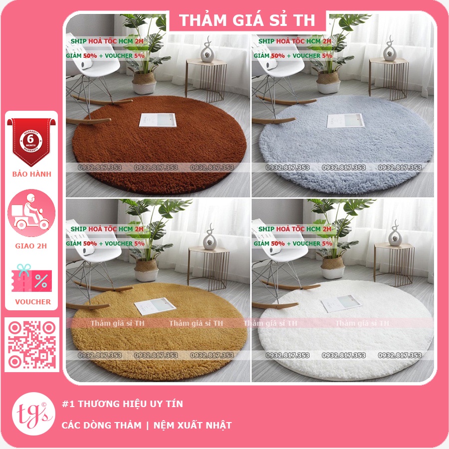 Thảm lông tròn trải sàn có đế chống trượt - Lông Cừu cao cấp kích thước 80cm-1m [16 MÀU]