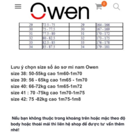 [SALE 40%] SIZE 42 -- Áo sơ mi dài tay Owen