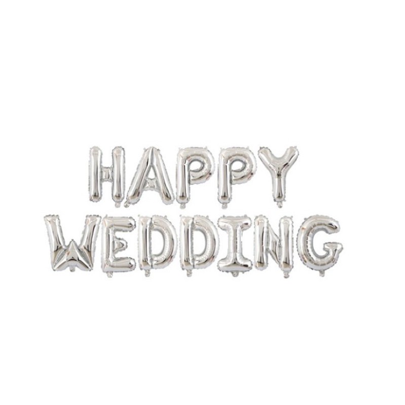 Sỉ Set Bóng Bay Chữ Happy Wedding Trang Trí Phòng Cưới 6 màu BK-002 - Milk shop