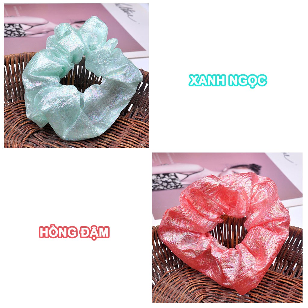 Dây buộc tóc vải Scrunchies Phản chiếu 7 màu CT42