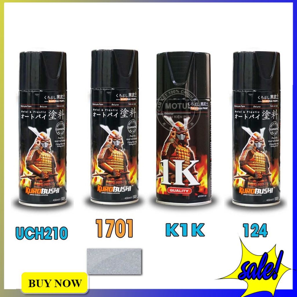 Combo 4 sơn Samurai màu bạc lấp lánh (gồm UCH210 - 3/124 - 39/1701 - K1K - Giấy nhám P800)