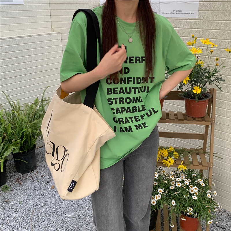 SUXI Áo Thun Tay Ngắn Cổ Tròn Dáng Rộng In Chữ Thời Trang Mùa Hè Cho Nữ