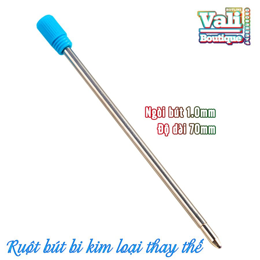 Combo 10 Ruột bút ký Bi kim loại 70mm 62mm 55mm ngòi 1.0mm thay thế - Ruột bút bi kim loại thay thế - Mực xanh, Mực đen.