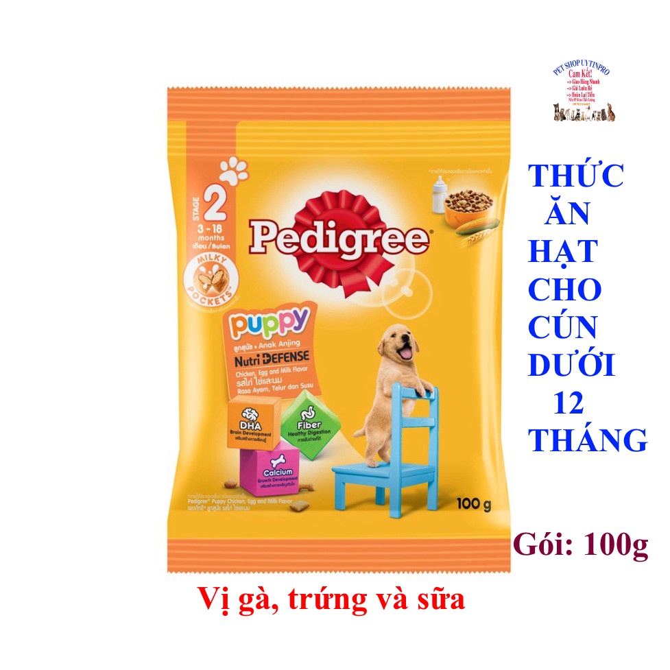 THỨC ĂN HẠT CHO CHÓ Pedigree Gói 100g Xuất xứ Thái lan Bổ sung dinh dưỡng cho Cún