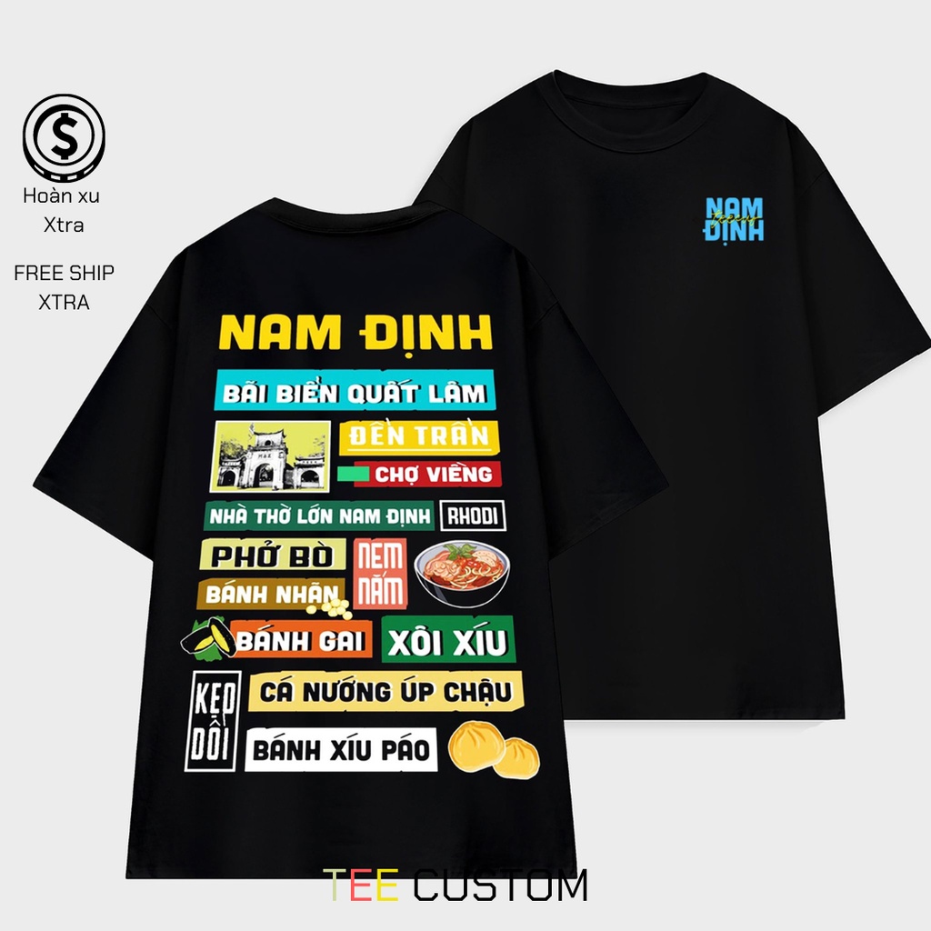 Áo thun tay lỡ Nam Định, Áo phông 64 tỉnh thành Form rộng Oversize, 100% Cotton TEE CUSTOM