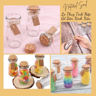 Lọ Thuỷ Tinh Nắp Gỗ Bần Xinh Xắn - Size 100ml - Natural Soul
