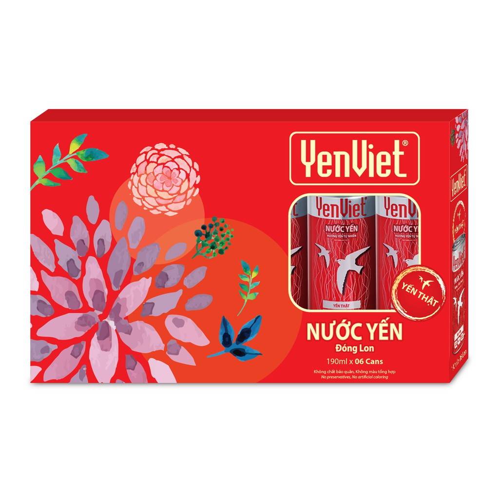 Hộp 6 lon Nước Yến YENVIET 190ml quà tặng cho người việt