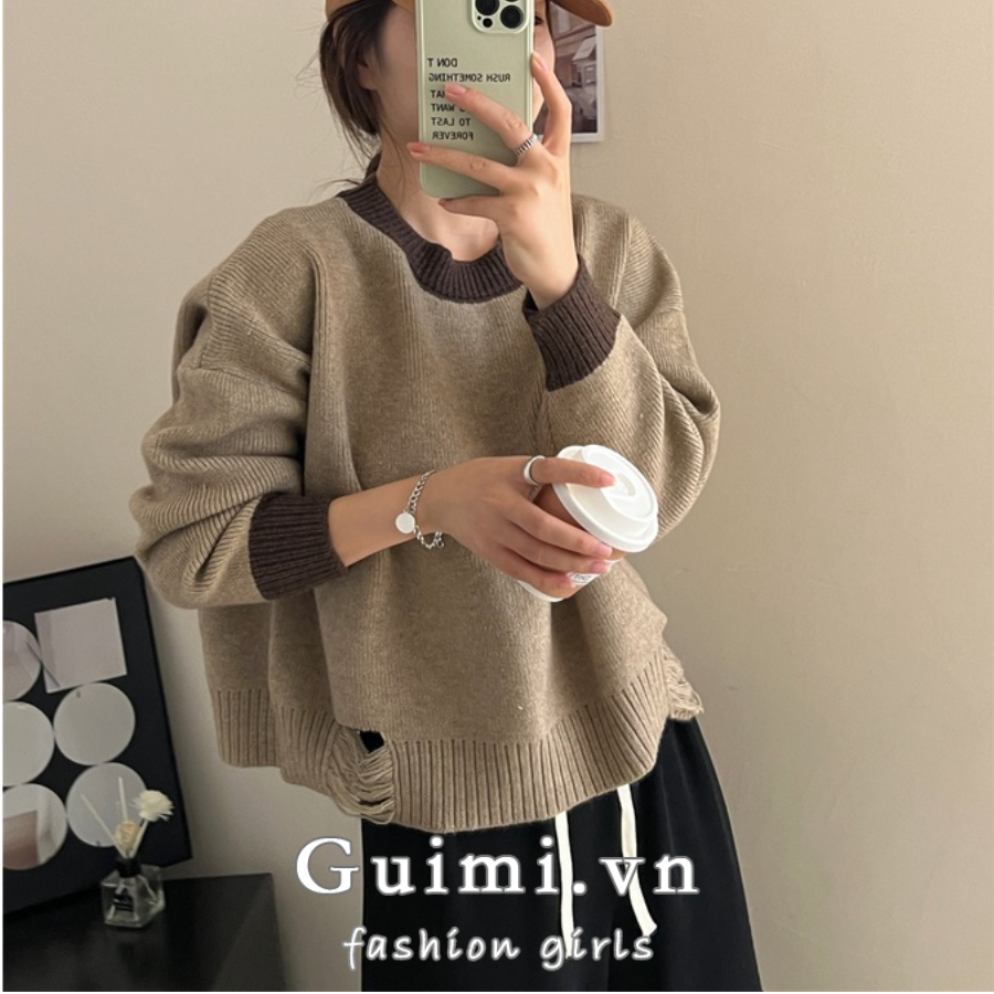 Áo Len Nữ Dài Tay Cổ Tròn Thời Trang Hàn