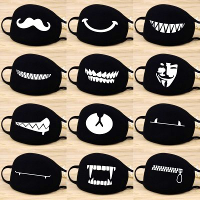 Khẩu trang chống bụi vải cotton màu đen in hình nhiều hình tùy chọn EXO,BTS,hacker,ngôi sao,trái tim