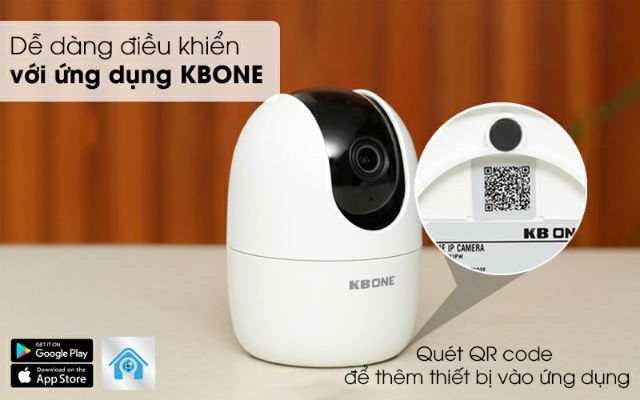 Camera wifi quan sát từ xa, quan sát ban đêm, xoay 360 KBone H21PW