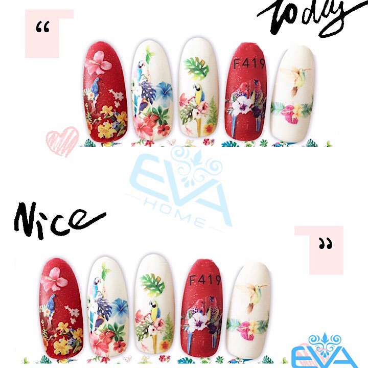 Miếng Dán Móng Tay 3D Nail Sticker Tráng Trí Hoạ Tiết Chim Hoa Cành Cây F419