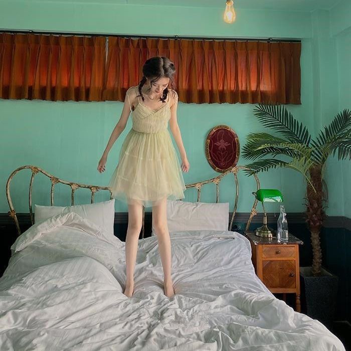 COZOK Đầm Thời Trang Phối Lưới Đáng Yêu Cá Tính Cho Nữ