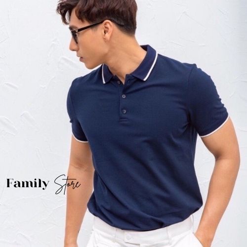 Áo polo nam cao cấp phối sọc trẻ trung. Familystore