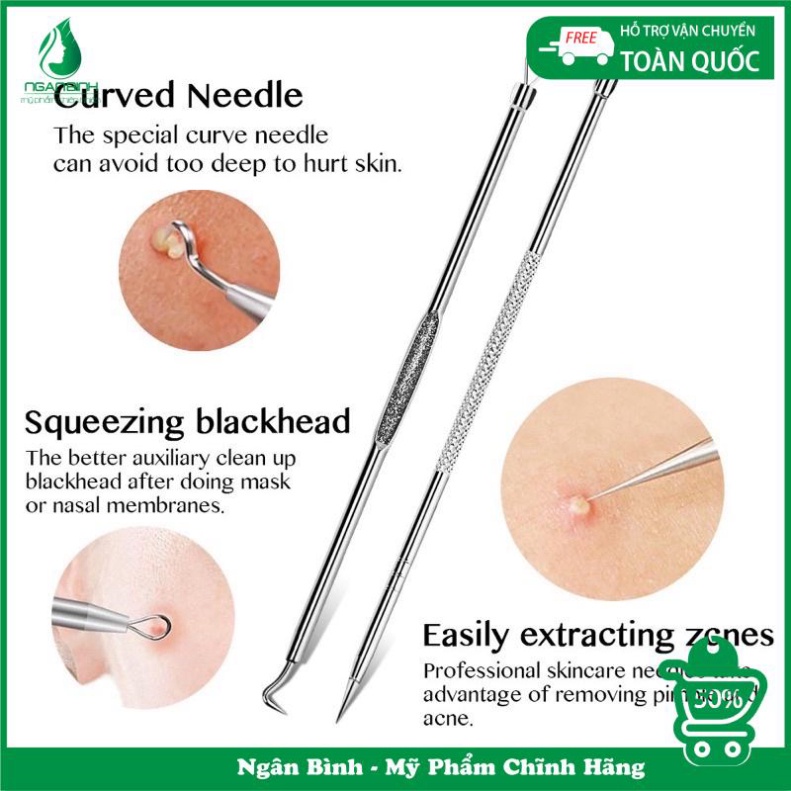 Bộ 4 cây nặn mụn đầu đen chuyên nghiệp trong spa,dụng cụ cây nặn mụn 2 đầu cao cấp A Lá Kids