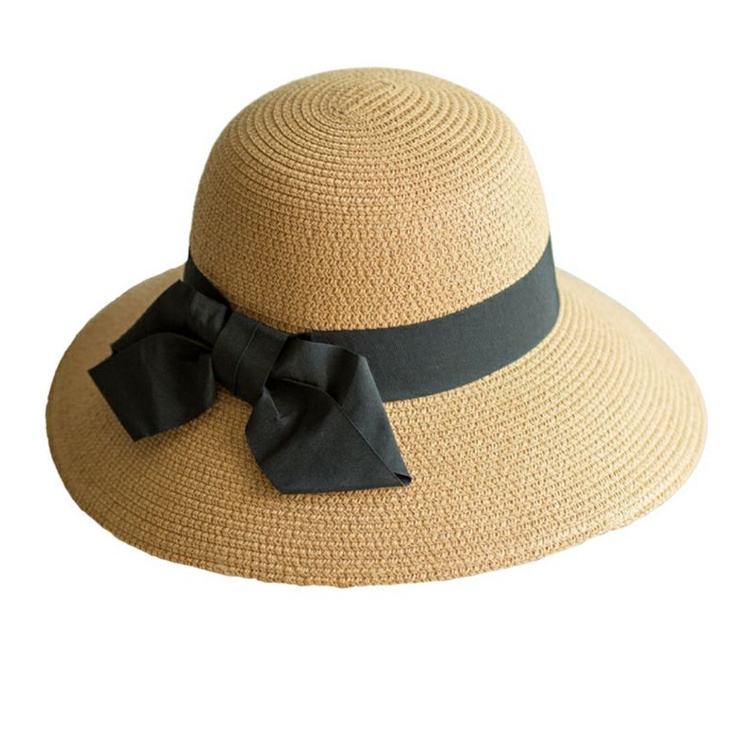 Nón đi biển rộng vành chống nắng mũ cói nữ đẹp Nơ trái tim