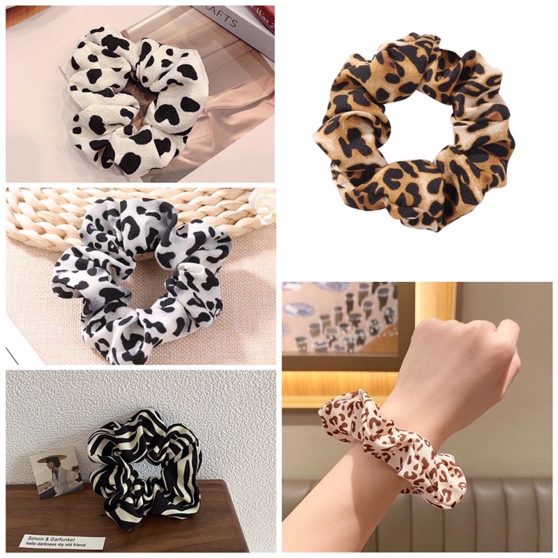 (Sale bung sàn giảm 50%)Dây cột tóc scrunchies lụa beo,sọc vằn phong cách mới thời thượng dành cho nữ