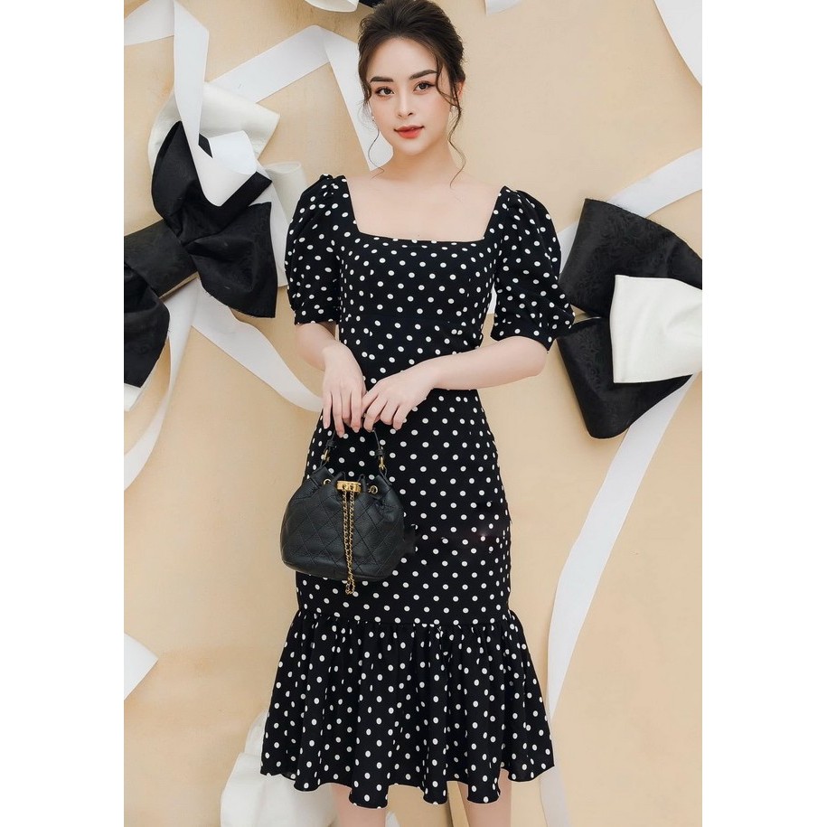 Váy chấm bi cổ điển sang trọng 2339 (kèm hình thật - CÓ BIG SIZE)