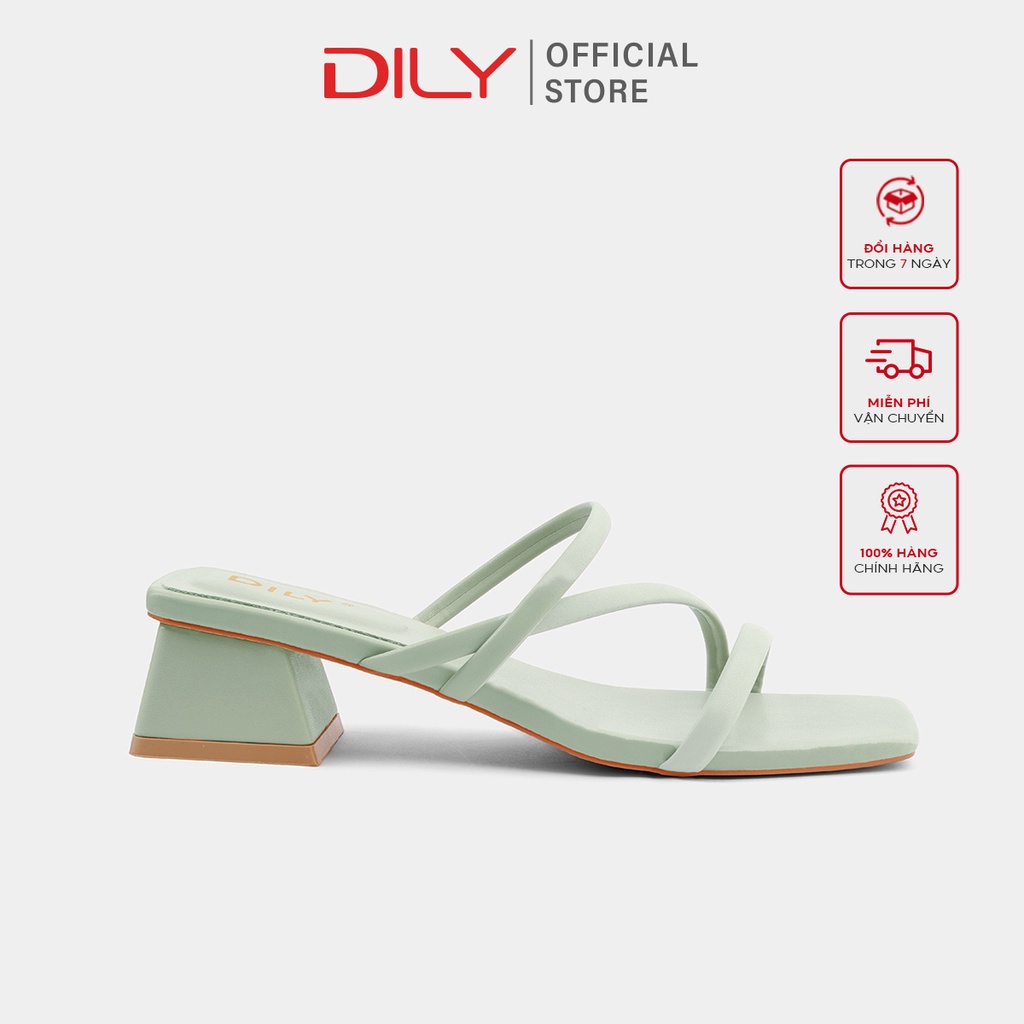 Dép guốc nữ quai mảnh DILY tiện lợi mũi vuông cao 3cm_ AA0290