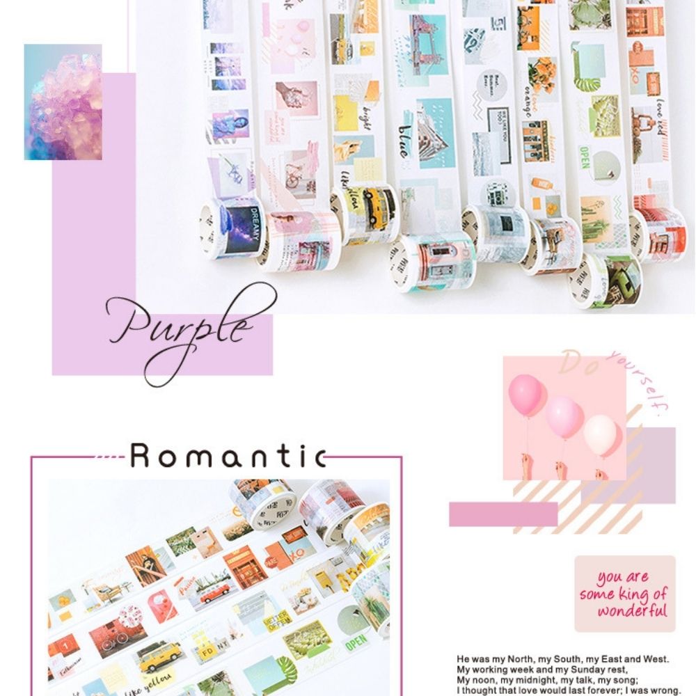 Băng dính họa tiết Washi tape chủ đề phong cảnh trang trí sổ tay, bullet journal DecorMe