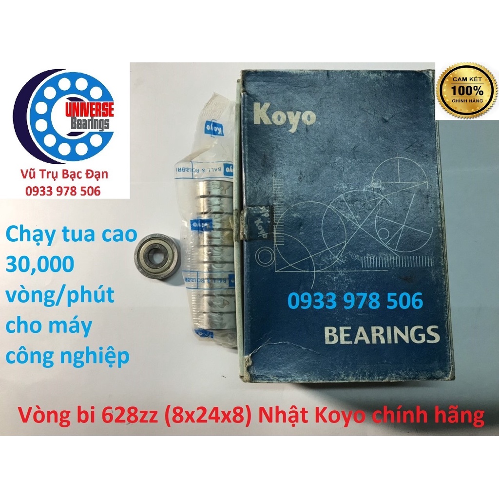 Vòng bi Bạc đạn 628zz (8x24x8) Nhật Koyo chính hãng tua cực cao cho máy công nghiệp