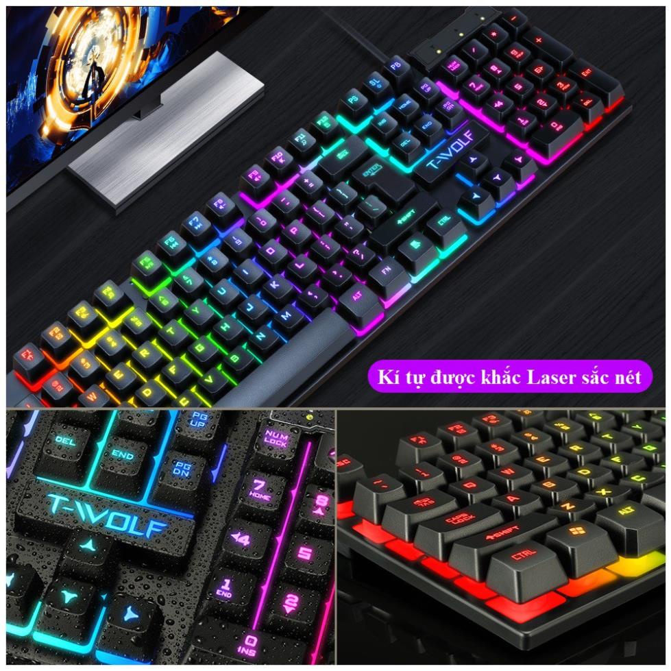 Bộ Bàn Phím chuột giả cơ Có Dây Kèm chuột TF200 chuyên game - Đèn LED 7 màu | BigBuy360 - bigbuy360.vn