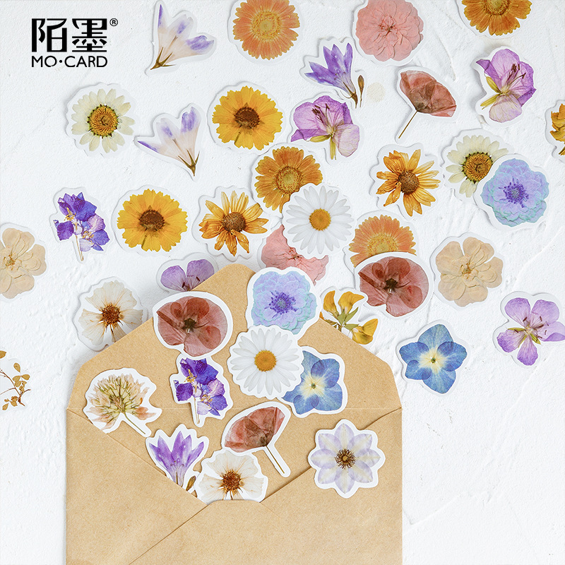 Hộp 46 miếng dán họa tiết hoa dễ thương trang trí sổ tay DIY