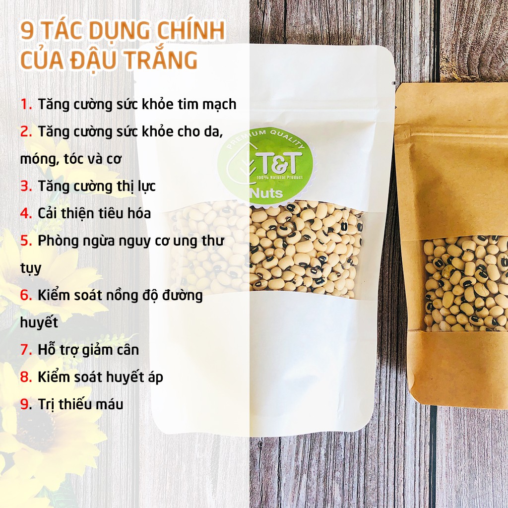 500g Đậu Trắng Mắt Đen Sạch (Đậu Trắng Bi / Đậu Mắt Cua) Nấu Chè, Nấu Ăn, Làm Bánh 💰 Dinh dưỡng HANI FOOD