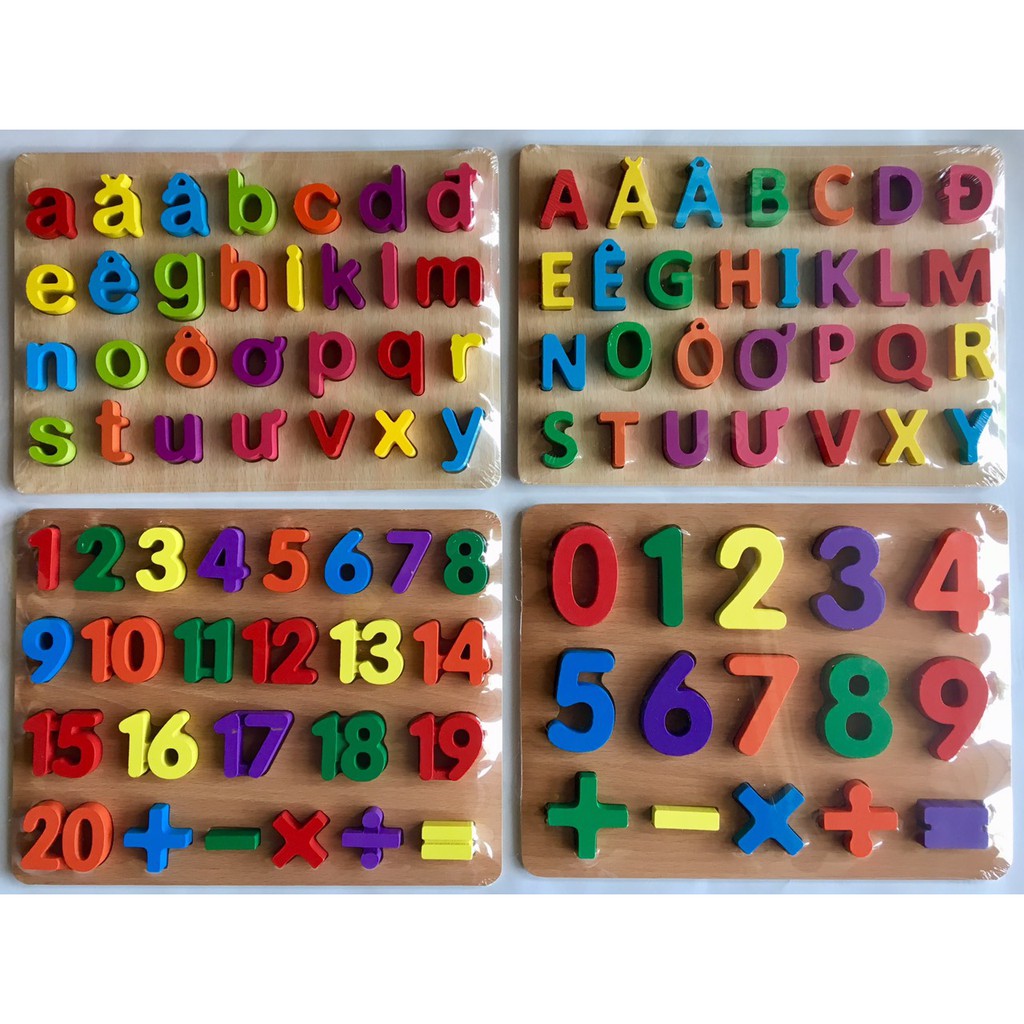 Combo bảng chữ và số nổi hàng Việt Nam cao cấp 20x30 cm cho bé